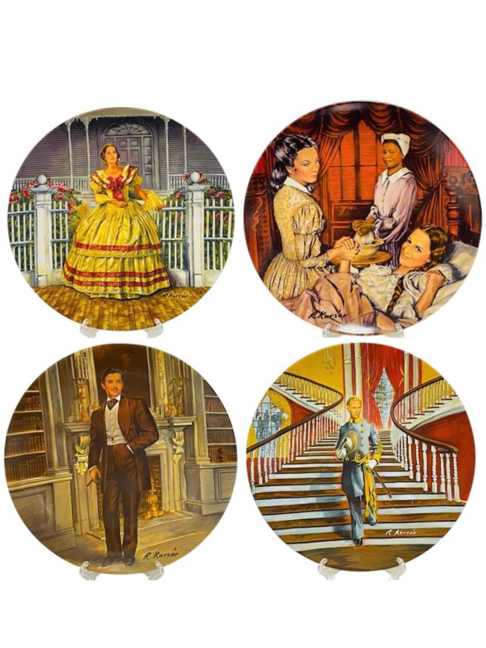 4 Vintage Gone With The Wind Collector Plates Knowles Fine China Kursar 1980s
